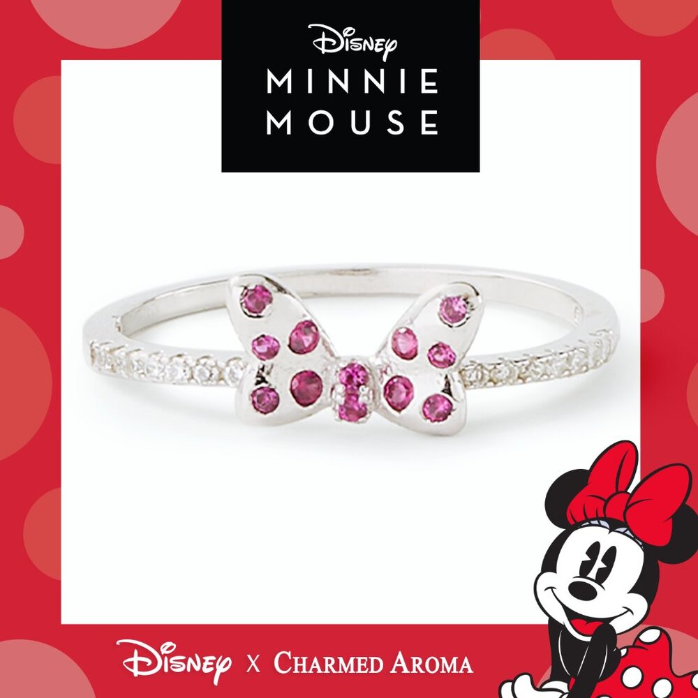 Official Disney Minnie Mouse Bow ring, 925 Sterling Silver Charmed Aroma